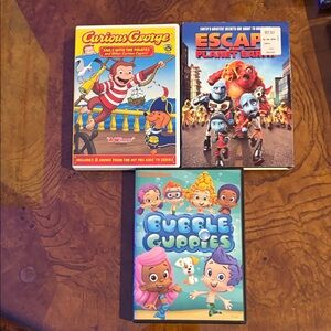 Children's DVD Bundle - Curious George, Escape from Planet Earth, Bubble Guppies